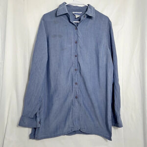 Women's Pendleton Blue Long Sleeve Button Up Shirt Size‎ L Tall Stained